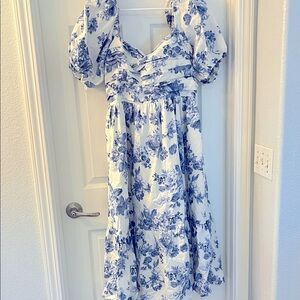 Abercrombie & Fitch Emerson Floral Blue and White Dress